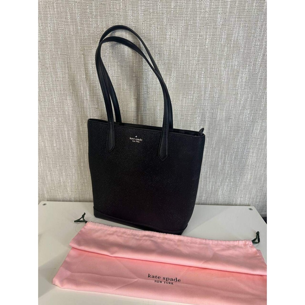 Kate Spade Staci Black Glitter Saffiano Leather Tote Bag Dust Bag - 015/2 (8)